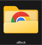 Example of renaming the uBlock folder to something simple after extracting the contents of the .zip file.